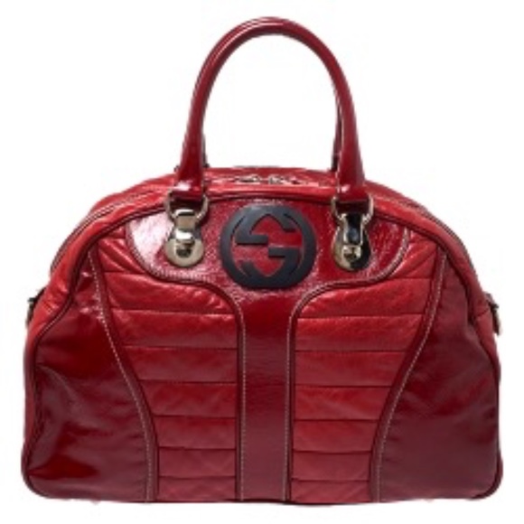 AUTHENTIC Gucci Red Leather GG Satchel - Picture 1 of 7